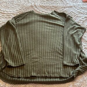 Amazon Olive Green Ribbed Crew Neck Sweater